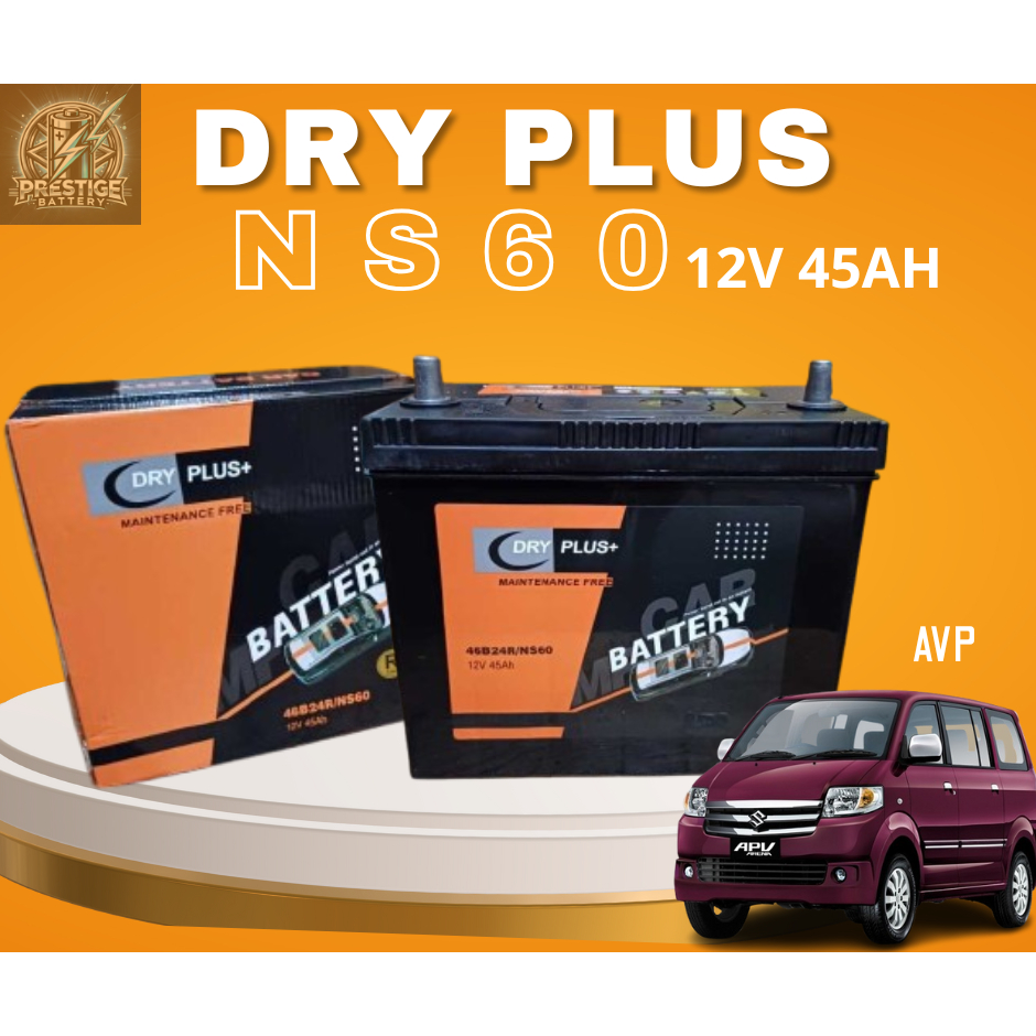 AKI KERING DRYPLUS NS60 / 46B24R  – 12 VOLT 45 AMPERE | AKI MOBIL SIAP PASANG, BEBAS PERAWATAN, GARA