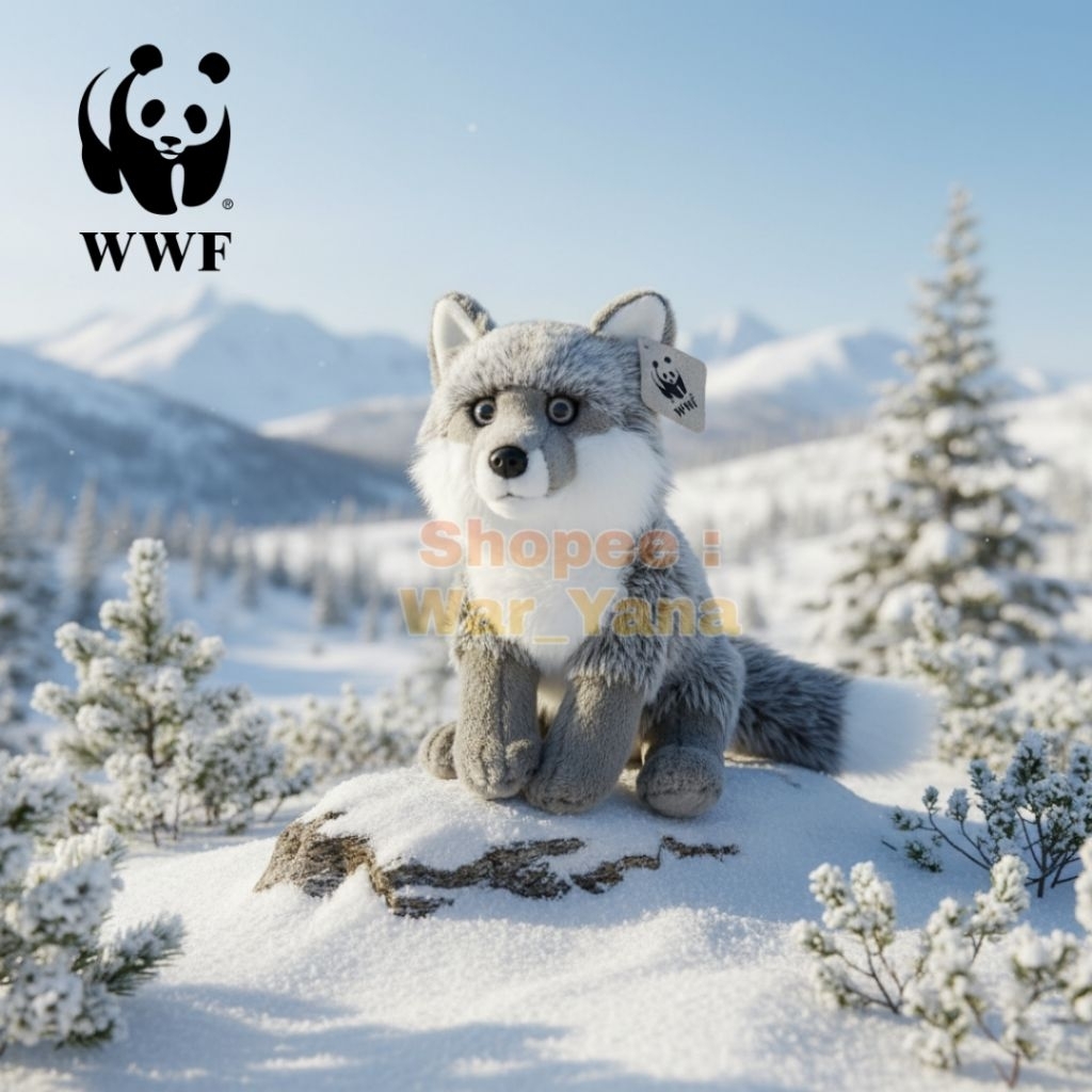 Boneka Rubah Silver Fox Import Original WWF Animals Soft Toys Plush stuffed Toy Plushie Stuff Animal