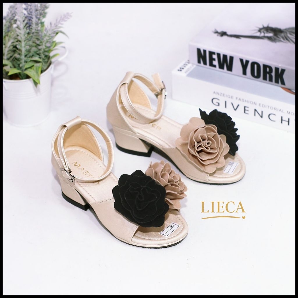 LIECA - DN13 Sandal Selop Anak Peerempuan Variasi Bunga/Heels Anak Anti Slip