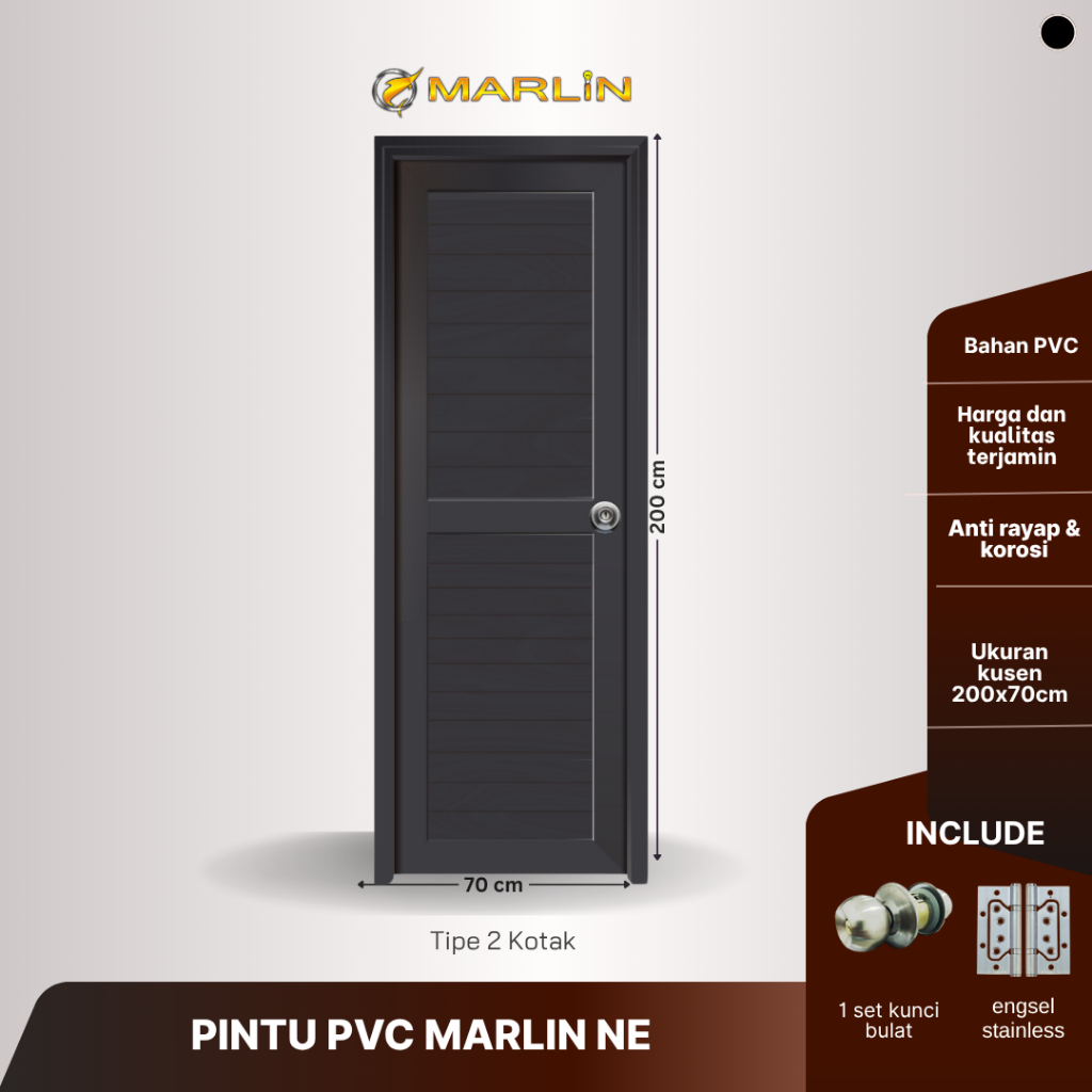 Pintu Kamar Mandi PVC NE Marlin Hitam