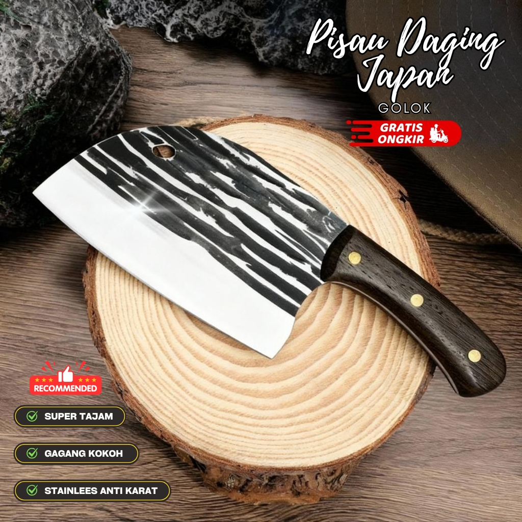 Pisau Daging Japan Baja Hitam – Tajam, Anti Karat & Tahan Lama untuk Potong Daging dan Ikan