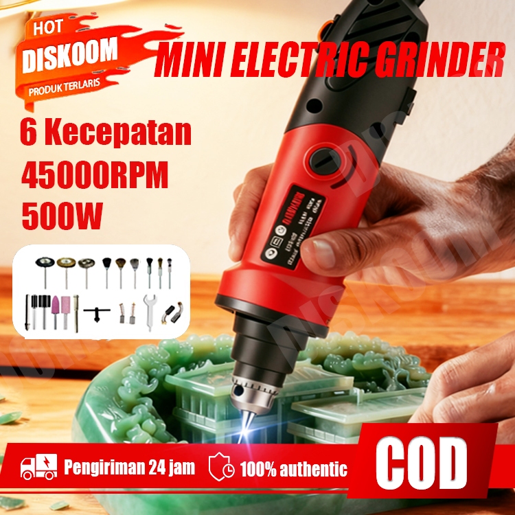 Diskoom mini grinder listrik SET 6 Kecepatan 45000RPM Mesin Jade Ukir Poles Listrik Alat Ukir bor po