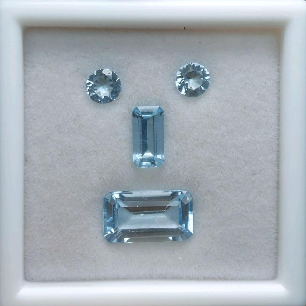Borongan Natural Aquamarine Beryl Crystal Clean Gems Jewelry Set Perhiasan Batu Permata Asli
