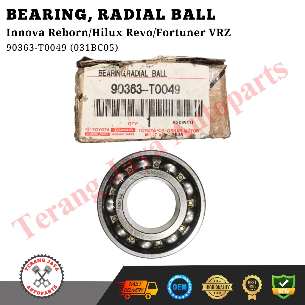 Bearing, Radial Ball/Laher Roda Belakang (031BC05) Innova/Hilux/Fortuner (2015-ON) 90363-T0049 ASLI
