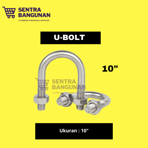 KLEM U-BOLT 10 INCH / CLAMP U-BOLT 10" / KLEM U-BOLT BAUT MUR / KLEM PIPA / KLEM MURAH