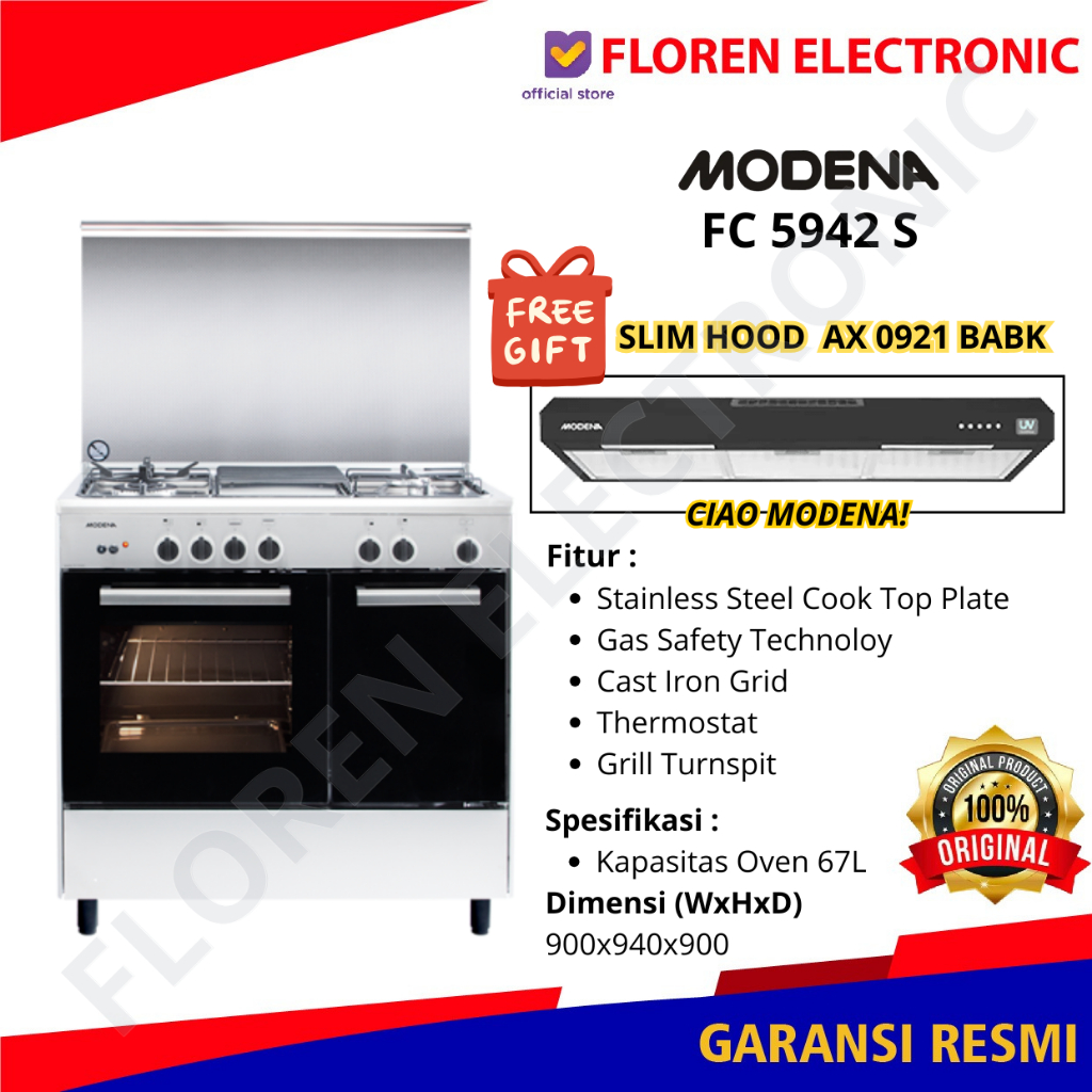 Modena kompor Freestanding FC 5942 S / FC5942S/ 5942S
