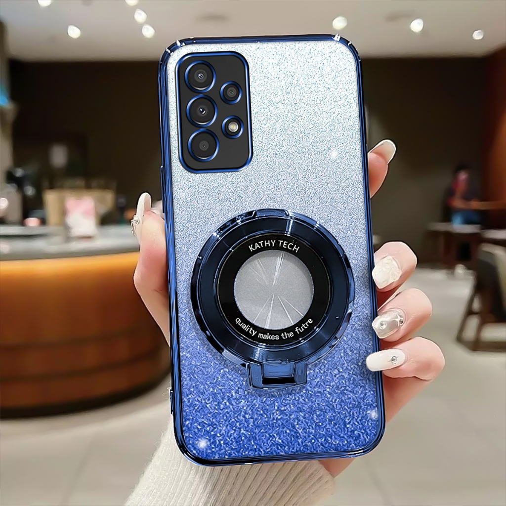 Soft Case Samsung A52, A52S Case Terbaru Glitter Luxury With Ring Magnetic Holder