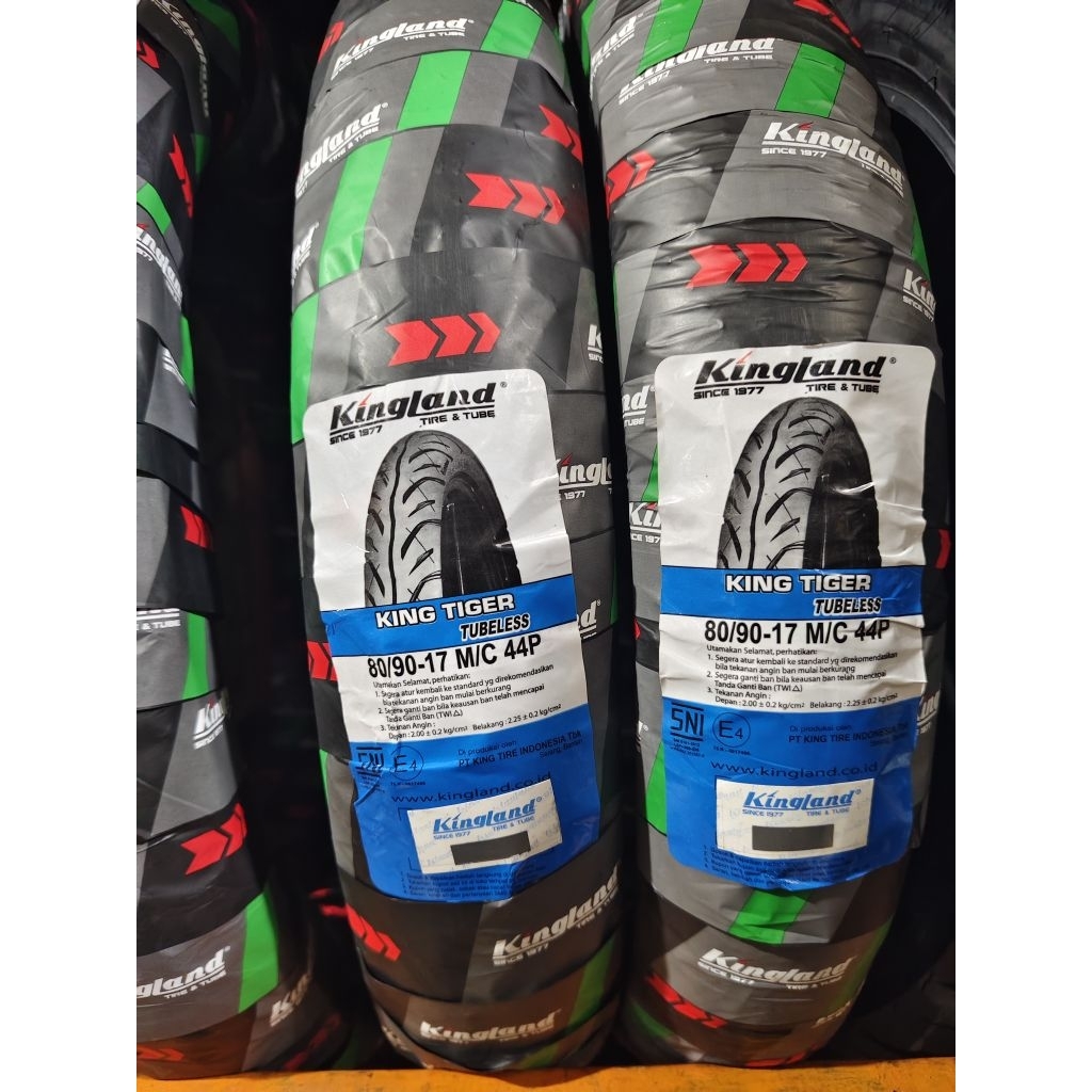 BAN LUAR TUBELES KING LAND KING TIGER 80/90-17 BAN BELAKANG MOTOR BEBEK SUPRA JUPITER SMASH KING TIG