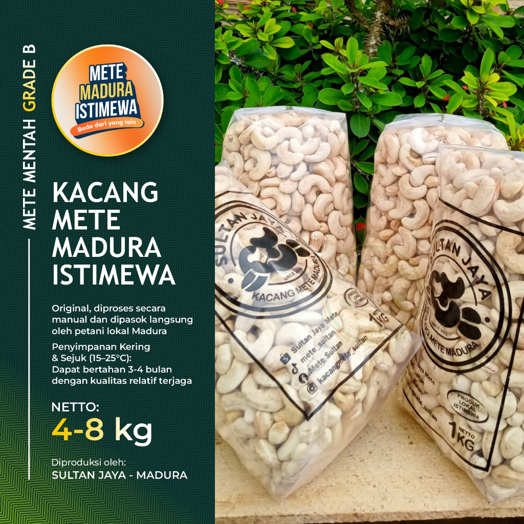PAKET PUAS METE UTUH MENTAH Grade B 100% ASLI MADURA KUALITAS SUPER 4KG