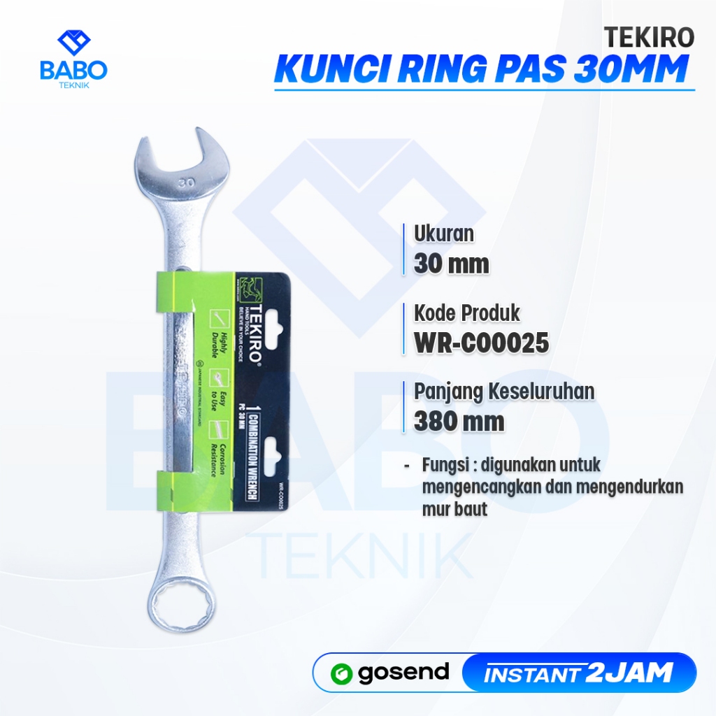 TEKIRO KUNCI RING PAS 30 MM /KUNCI RING PAS / TOOLS KUNCI RINGPAS 30MM TEKIRO COMBINATION WRENCH