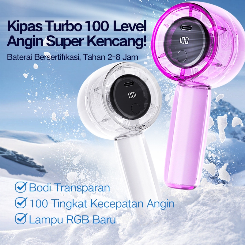 Kipas Angin Mini Portable Yang di cas Handheld fan Turbo Jet Brushless Kipas Tangan Super Dingin Kip