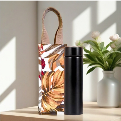 Tas Tumbler 1 Liter / Tas Botol Minum / Tas Jinjing Kanvas Motif Random / Tas Botol Kanvas Size 10 x