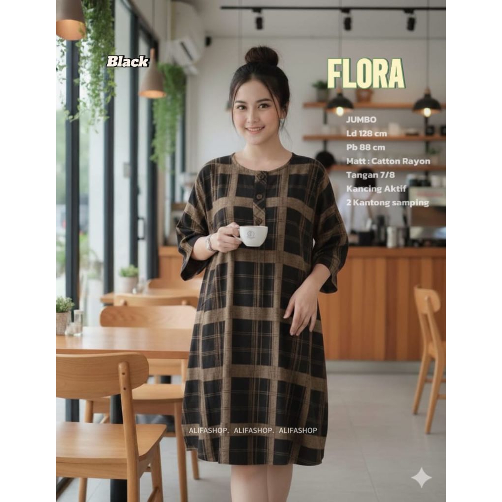 New Deals Stevia Flora Tunik Jumbo Oversize (L.D128)Atasan Blus Busui Rayon Premium Import Motif