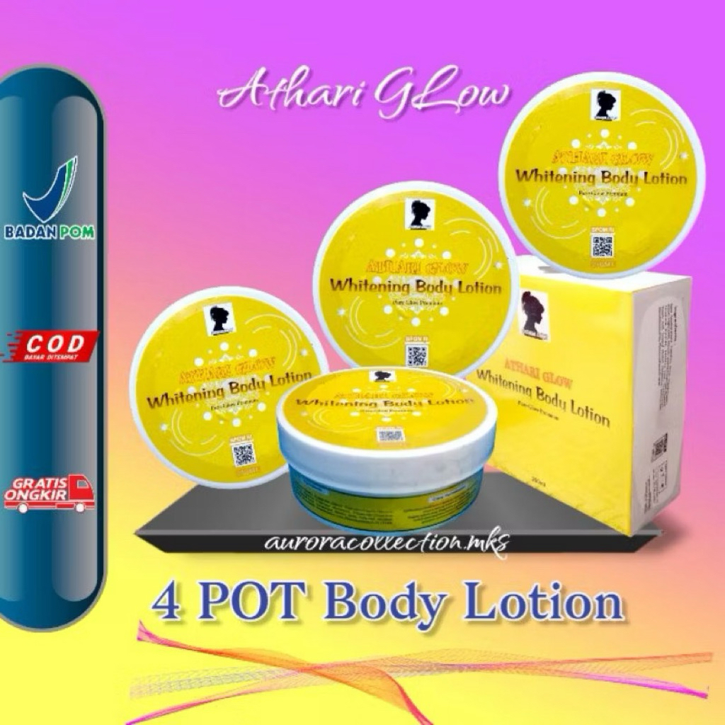 (4 POT) BODY LOTION FULL DOSTING WHITENING SHANUM ATHARI GLOW