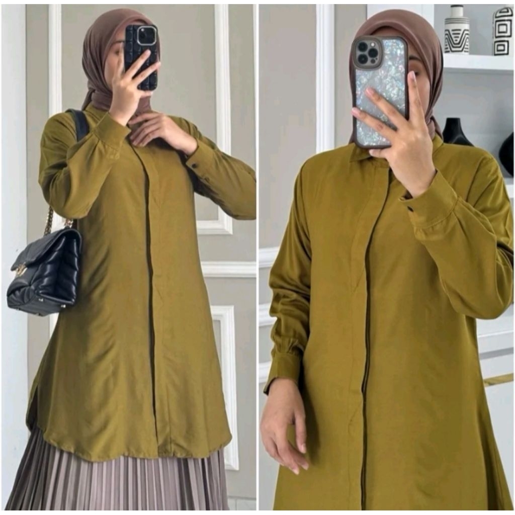 Tunik Rayon Twill Polos Wanita Tunik Polos Rayon Twill Premium - Baju Atasan Wanita Muslim