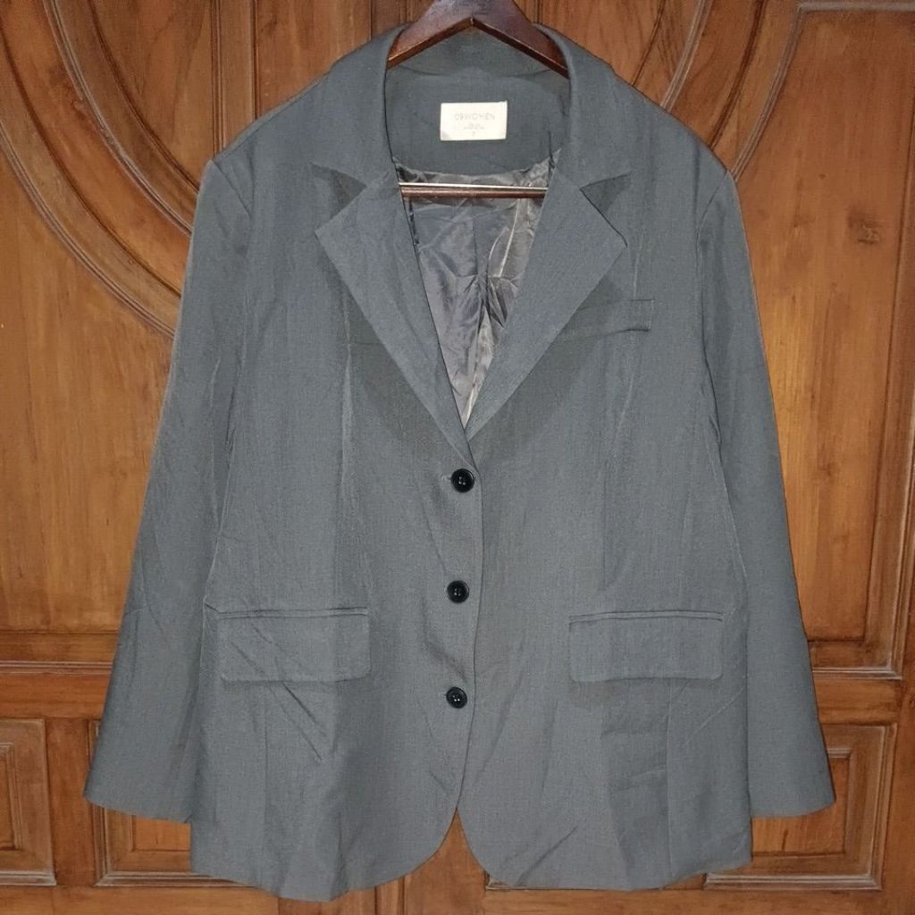 PRELOVED 09WOMEN Blazer Formal Wanita Abu Gelap Bigsize LD 118