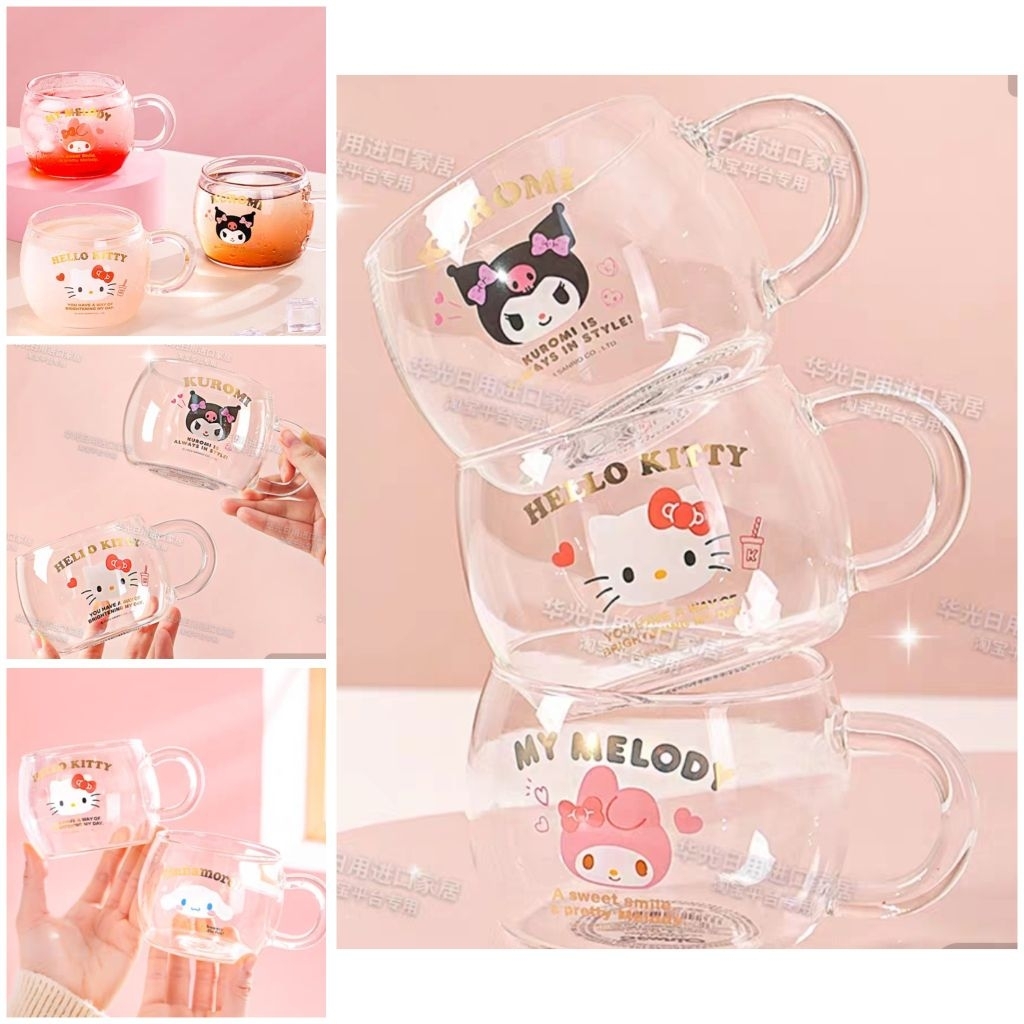 CL Mug cangkir gelas kaca karakter anak head ori