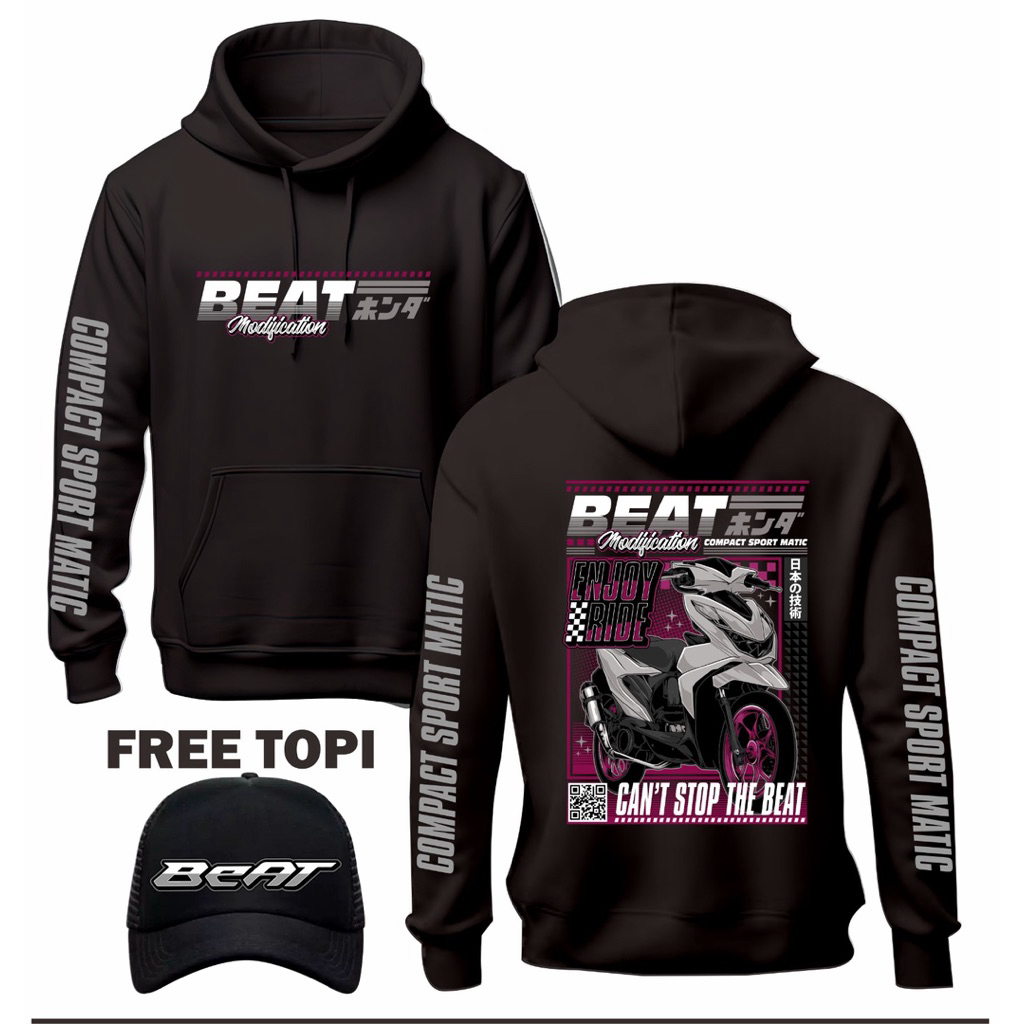 Hoodie motor honda beat fi gratis topi / jaket pria wanita