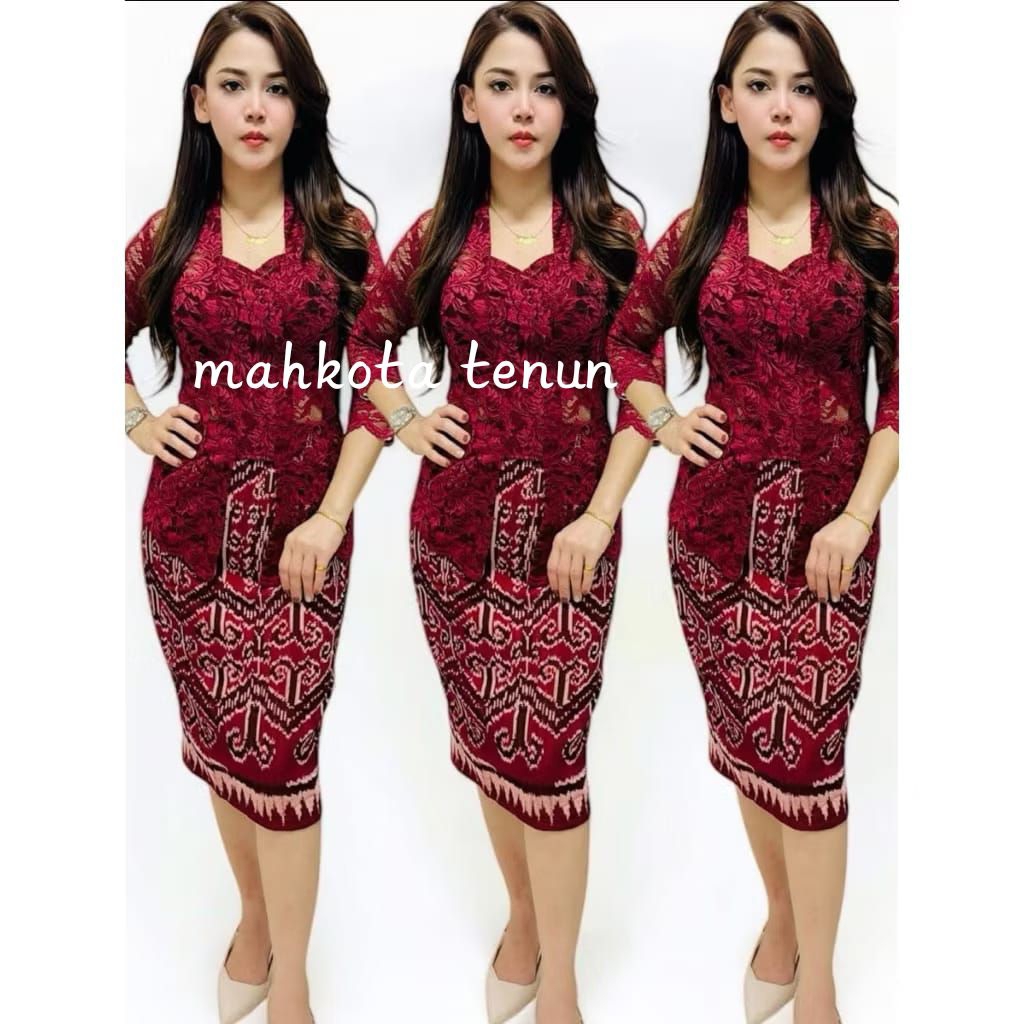 STELAN BAJU BROKAT ROK TENUN TEBALAN MOTIF TORAJA