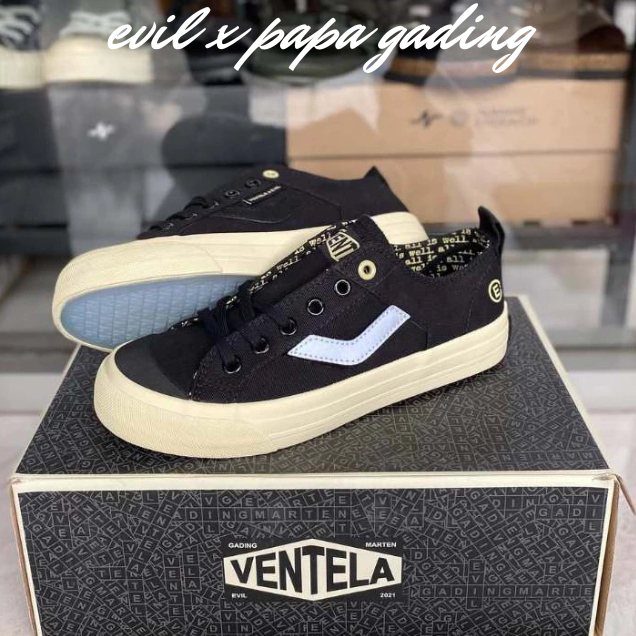 SEPATU VENTELA EVIL LOW I SNEAKERS VENTELA PRIA & WANITA I Sepatu Ventela Black White - Tali Hitam
