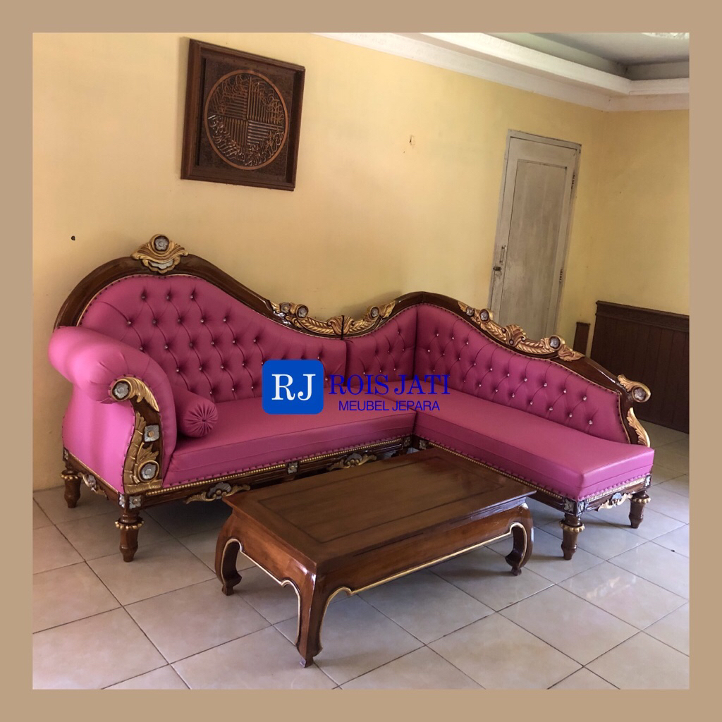 Sofa Sudut Ukir Jepara Mewah Klasik Elegan