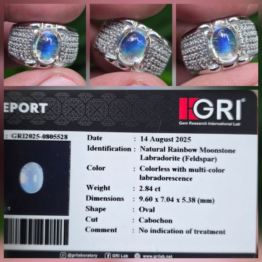 Batu Biduri Bulan Rainbow Moonstone Memo 2.84 crt