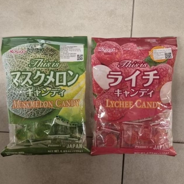 Kasugai candy permen rasa LYCHEE / MUSKMELON 115gr IMPORT