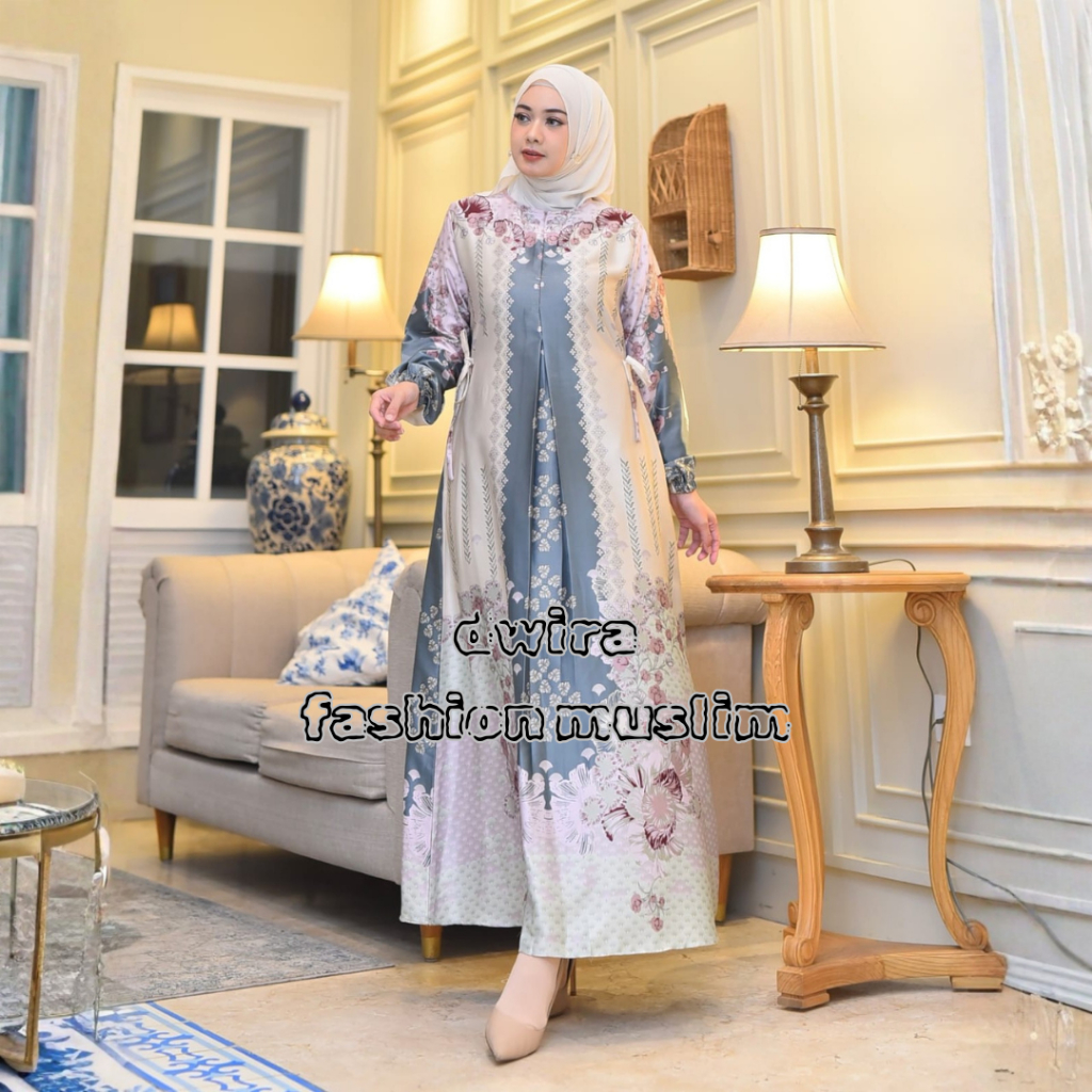 Gamis Silk Premium Terbaru |Gamis Motif Bunga Terbaru | Gamis Motif Silk Premium Jumbo Ld 130cm