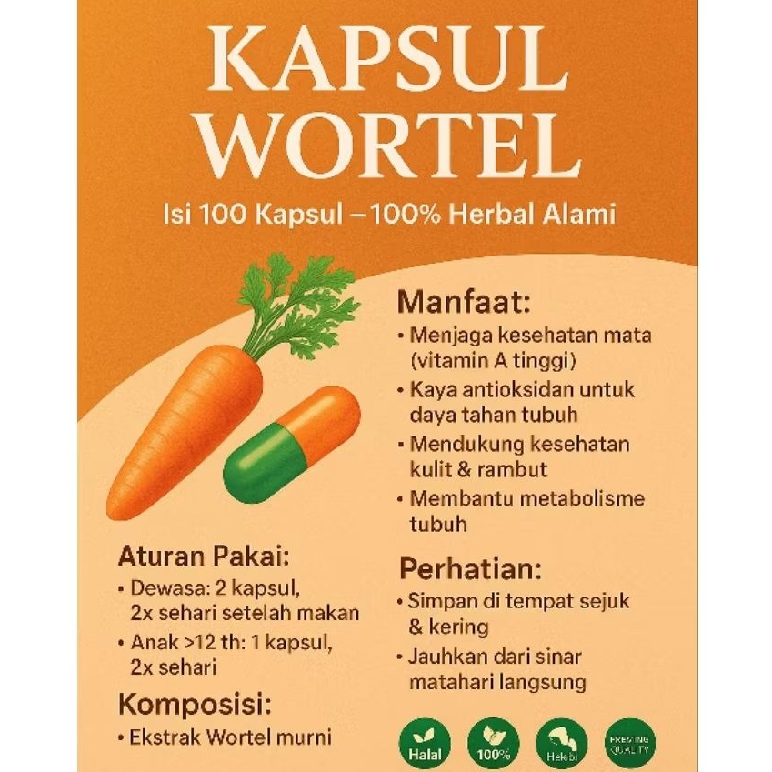 Kapsul wortel 100 kapsul/100 butir