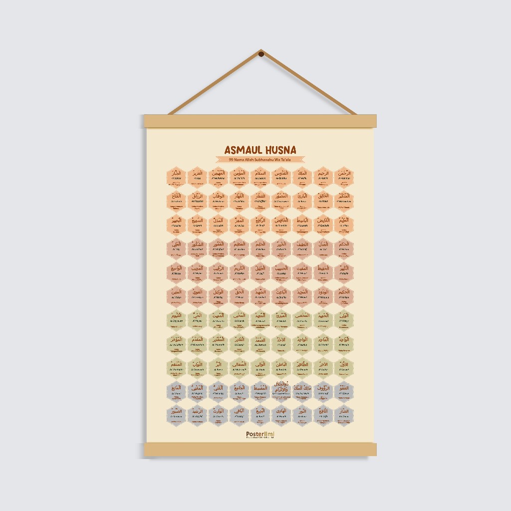 Poster Asmaul Husna 99 Nama Allah Edukasi Untuk Anak Pintar | Poster Islami Untuk Anak Indonesia | P
