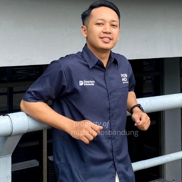 Kemeja Pos Indonesia Danantara Biru Navy | Seragampos Indonesia Danantara | Seragam Pos Danantara