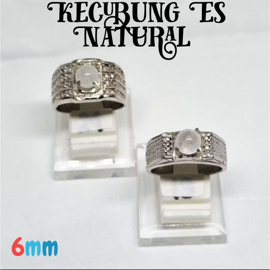 Cincin batu kecubung es bulat mini asli natural