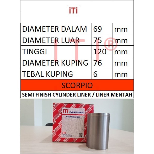 Cylinder Liner / Boring Yamaha Scorpio semi finish merek iti
