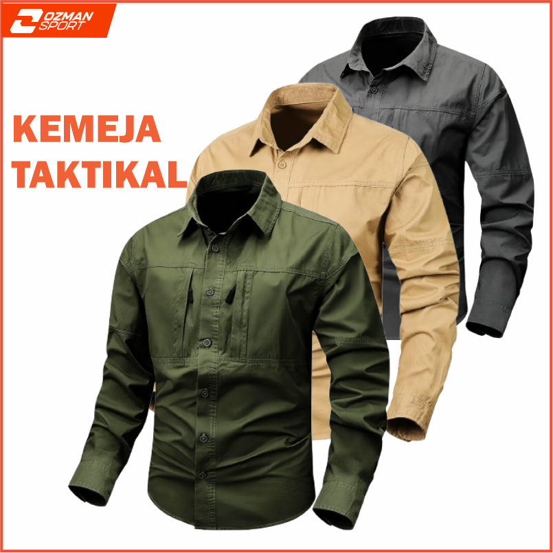 Ozman Sport - Baju kemeja outdor lengan panjang pria | Kemeja taktikal || kemeja PDL