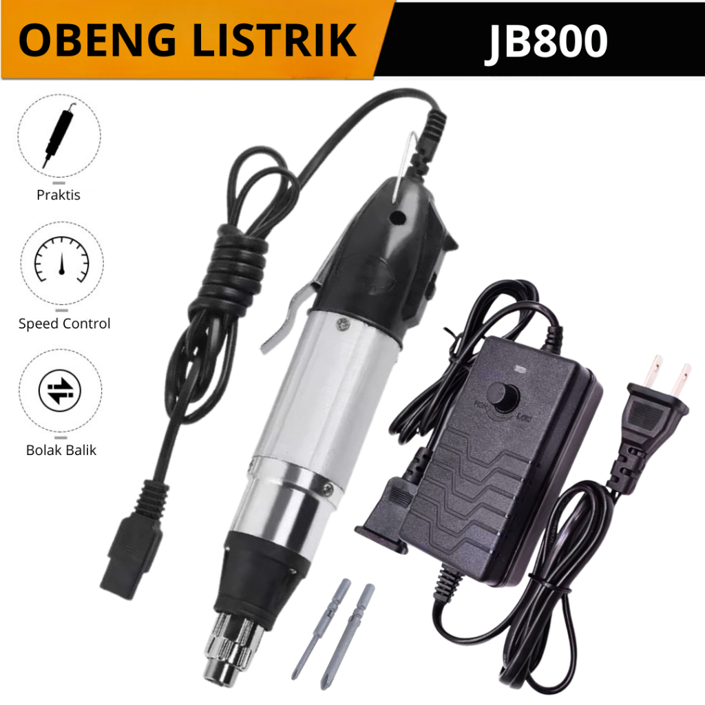 Obeng Listrik Screwdriver Elektrik JB800 Lengkap mata Obeng Plus Dengan Adaptor