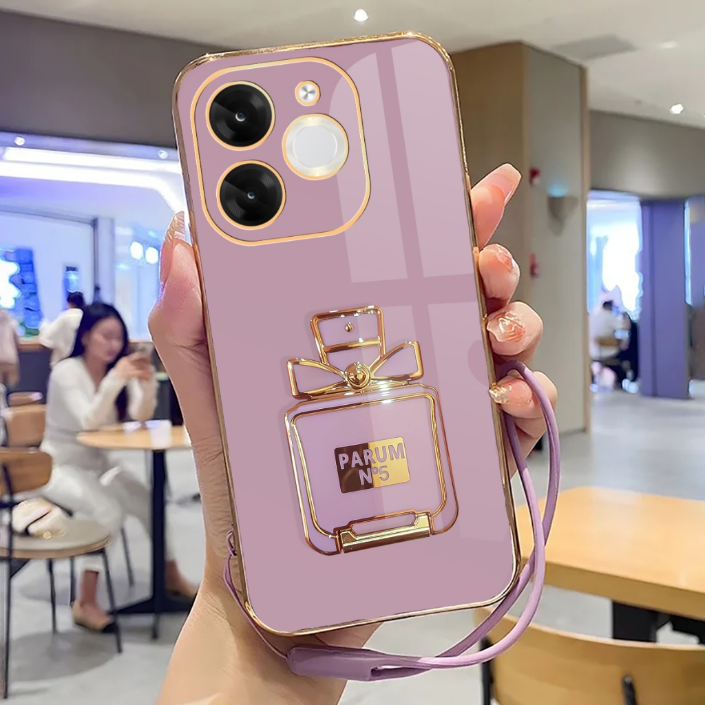 Soft Case Itel A80 Case Plating Luxury With Stand Holder Silicone