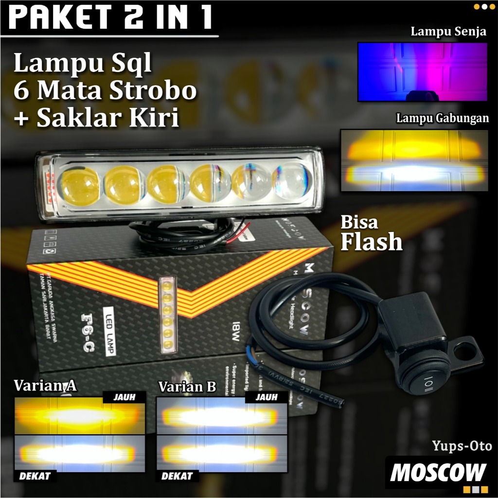 PAKET 2in1 LAMPU SOROT SQL 6 LED CAHAYA PUTIH KUNING 18 WATT LASER LED PREMIUM LAMPU TEMBAK SQL 6 MA
