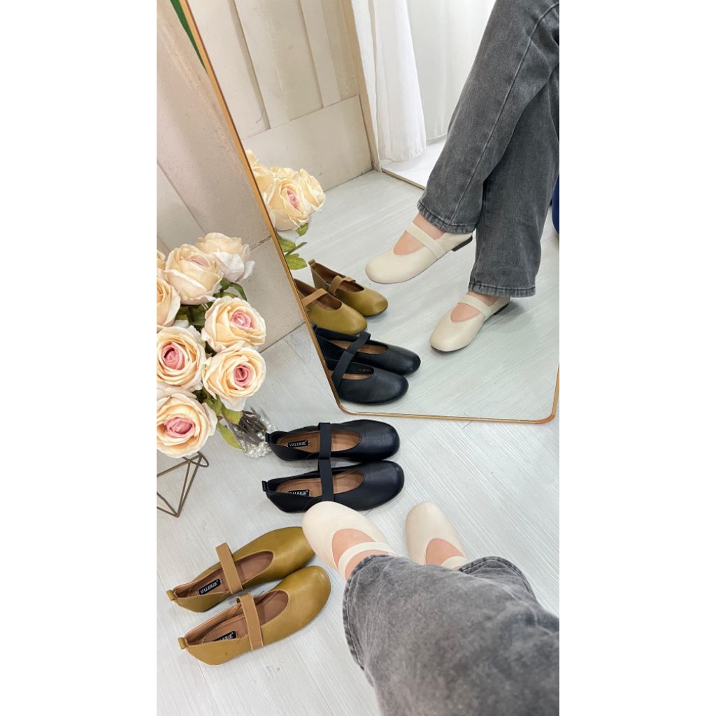 V22-B6 - FLAT SHOES WANITA CASUAL SIMPLE TALI TENGAH | sepatu flat wanita casual simple tali tengah 