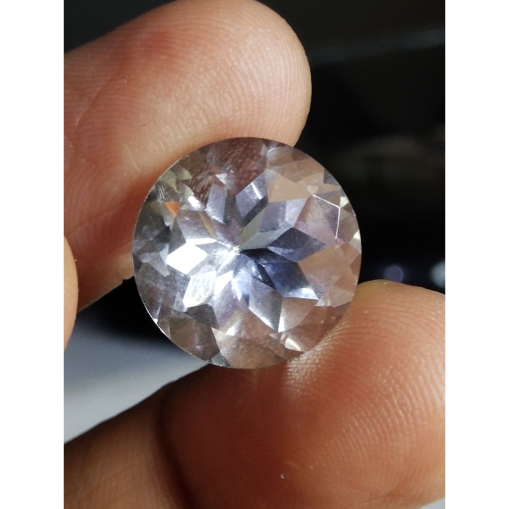 Natural Rock Crystal Quartz Memo 15 x 15 x 9.8 mm 11.75 Ct Kinyang Air Kecubung Round Cutting Bulat 
