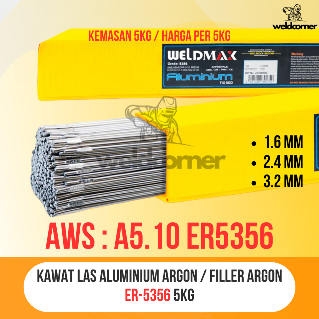 KAWAT LAS ALUMINIUM ARGON ER5356 / FILLER ARGON ALUMINIUM 5356