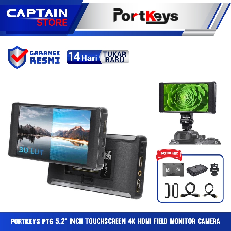 Portkeys PT6 5.2" Inch Touchscreen 4K HDMI Field Monitor Camera - PORTKEYS PT6