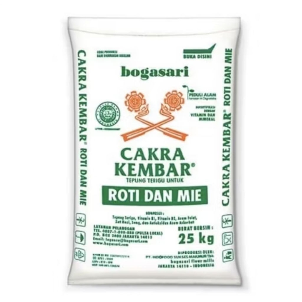 Tepung terigu cakra kembar 25kg tepung terigu cakra 25kg tepung terigu untuk roti dan mie bogasari