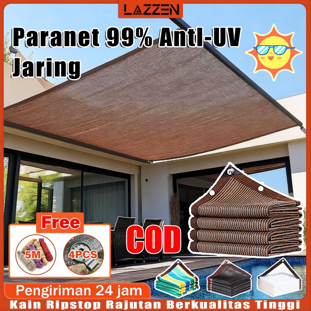 Lazzen - Paranet 99% Anti-Uv Jaring / Paranet Shading Net Anti Uv Sunshade Net / Lebar 2/3/4/5/6 M /