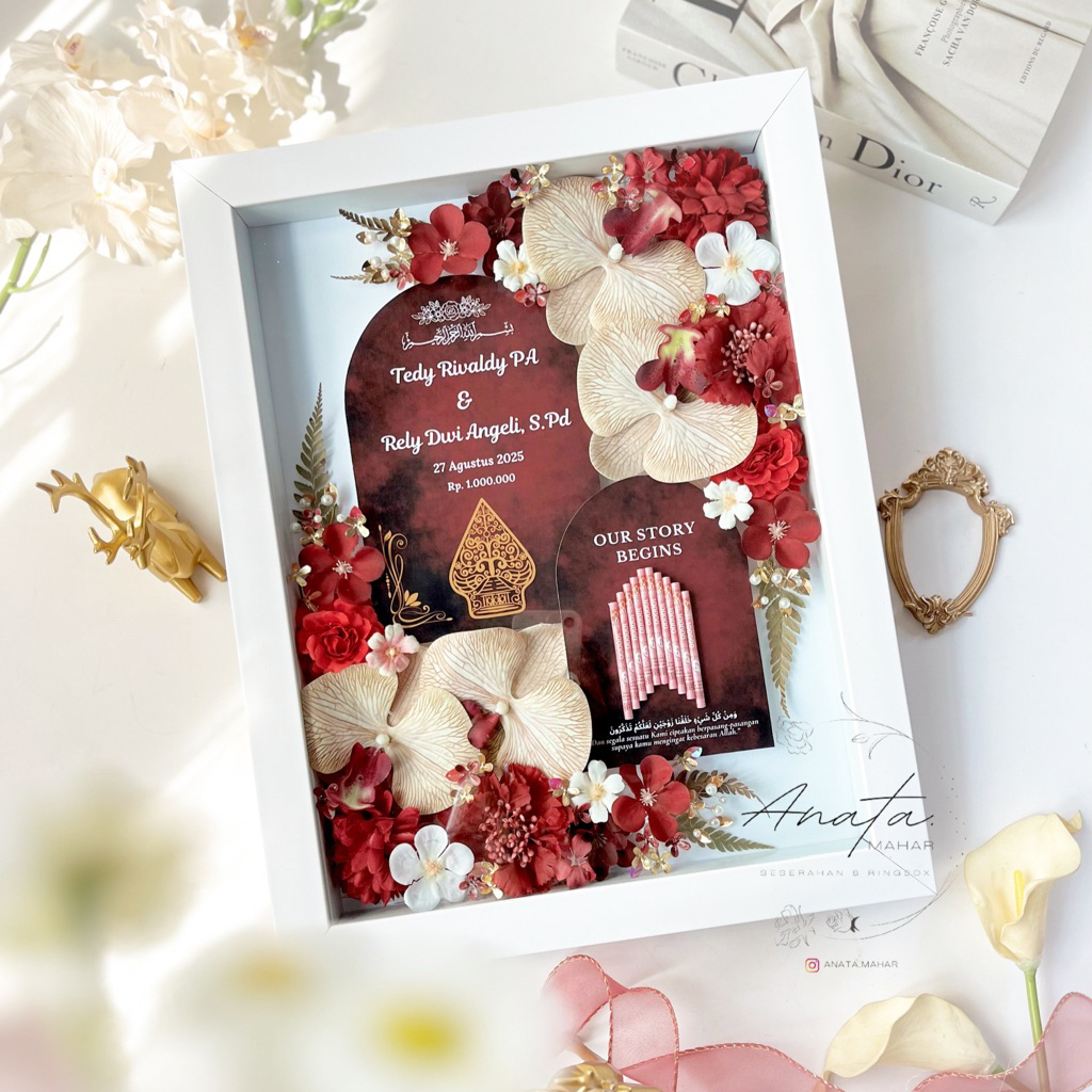 mahar pernikahan FREE PACKING/ frame mahar / frame 3D / mahar custom / mahar wayang / mahar akrilik