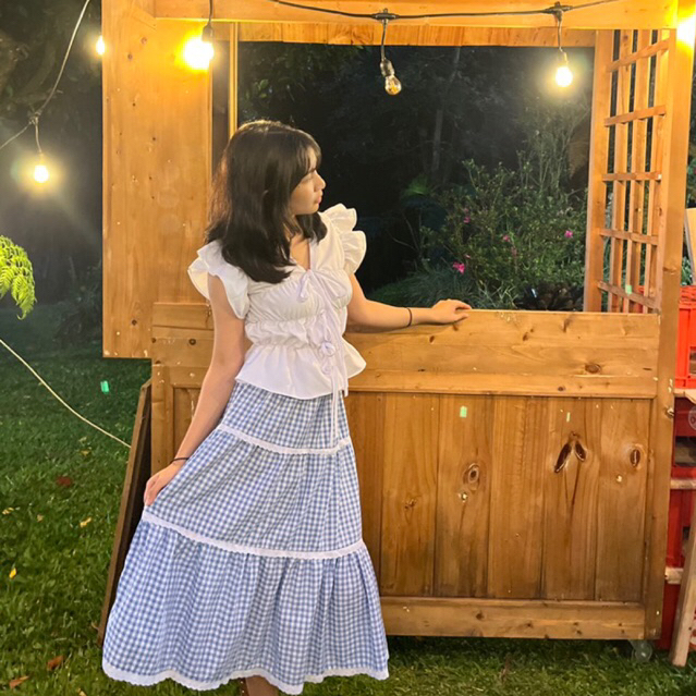 SaSTUD - Blouse Korea - Plumeria Atasan Wanita Putih