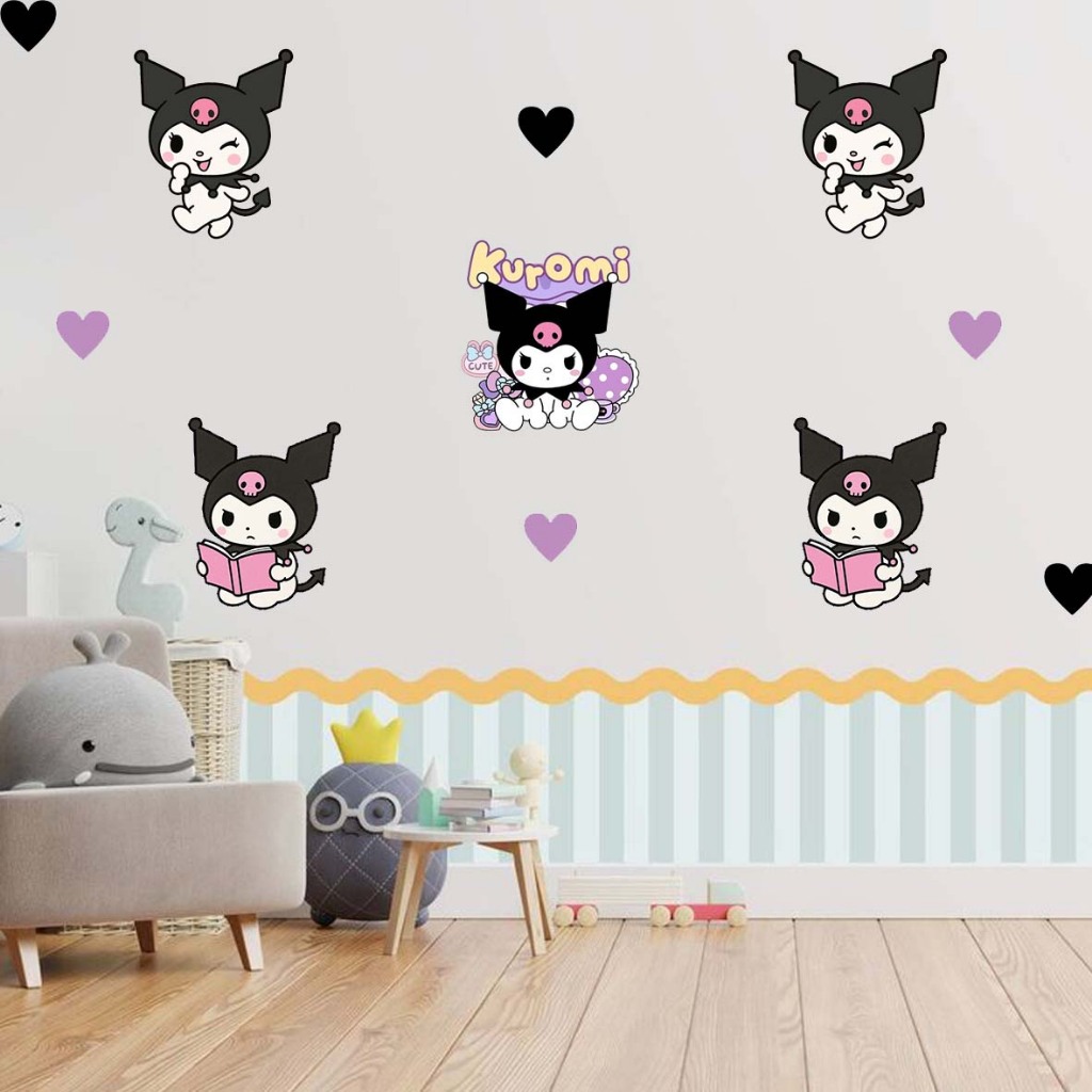 (ISI 50) STICKER CINNAMOROLL KUROMI HELLO KITTY DINDING HIASAN KAMAR ANAK PEREMPUAN SANRIO