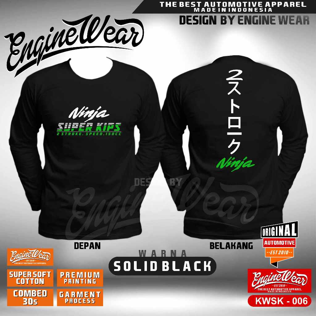 Kaos kawasaki ninja motorsport tshirt racing baju balap motor 2tak kaos KNC bikers tshirt touring ka