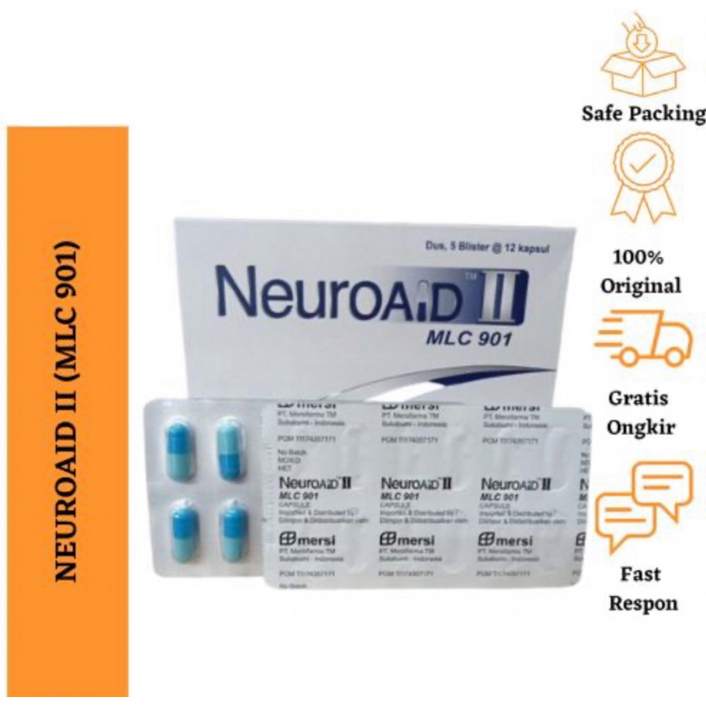 NEUROAID II MLC 901 OBAT STROKE HERBAL KEMASAN BLISTER 12pcs BOX 60