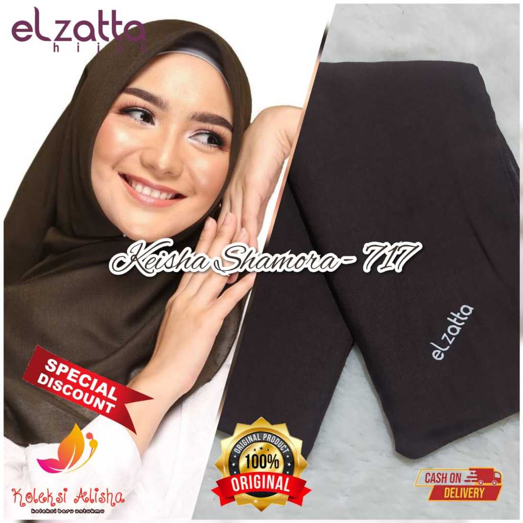 Coklat Tua717 Keisha Shamora Elzatta Scarf Polos Basic Wanita Hijab Segi Empat Polycotton Original