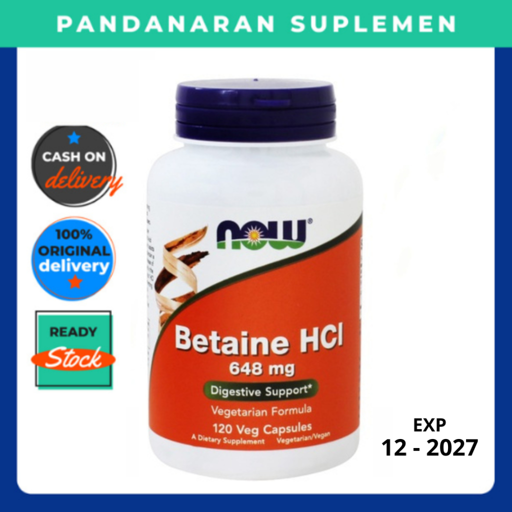 Vitamin Maag Gerd Betaine HCI 648 mg Now 120 Kapsul Vegetarian